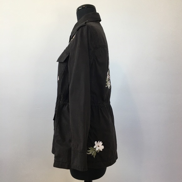 NWOT Kate Spade Floral Four Pocket Army Jacket In Black, XS - Picture 5 of 16